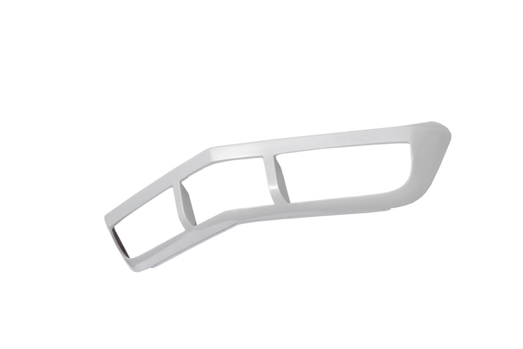 A sleek, modern car tail light cover in white and chrome.