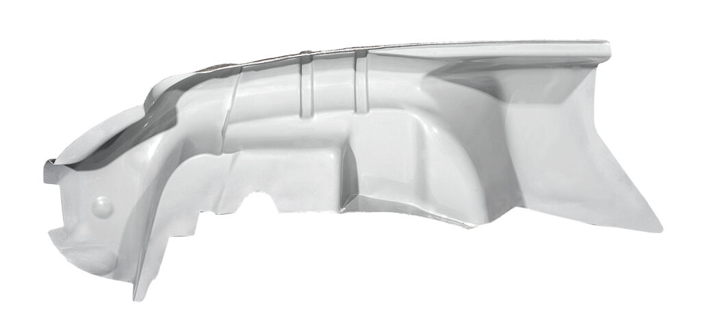 White car bumper or rear diffuser part isolated on white background.