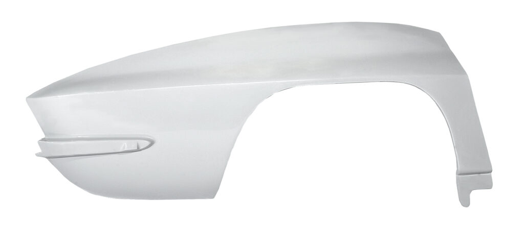 White airplane wing isolated on white background.