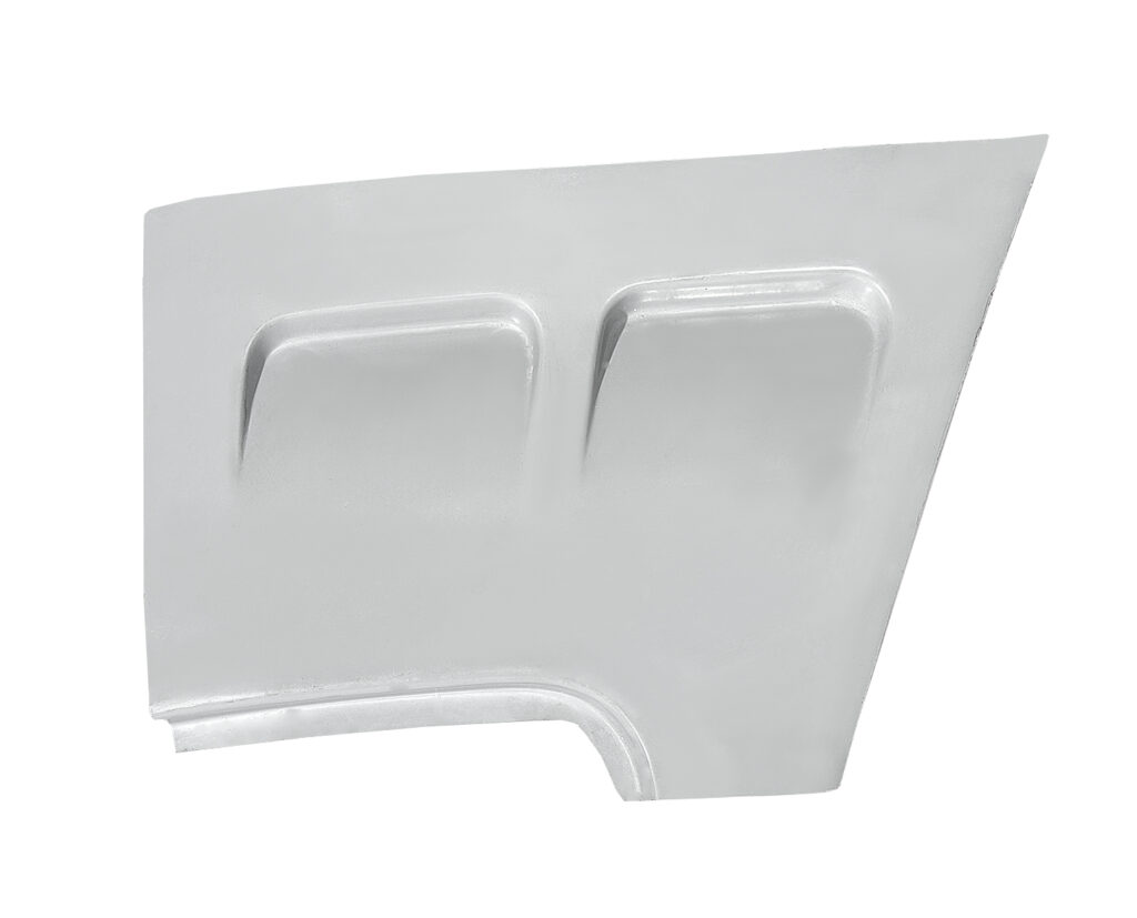 White vented car hood panel with two vents.