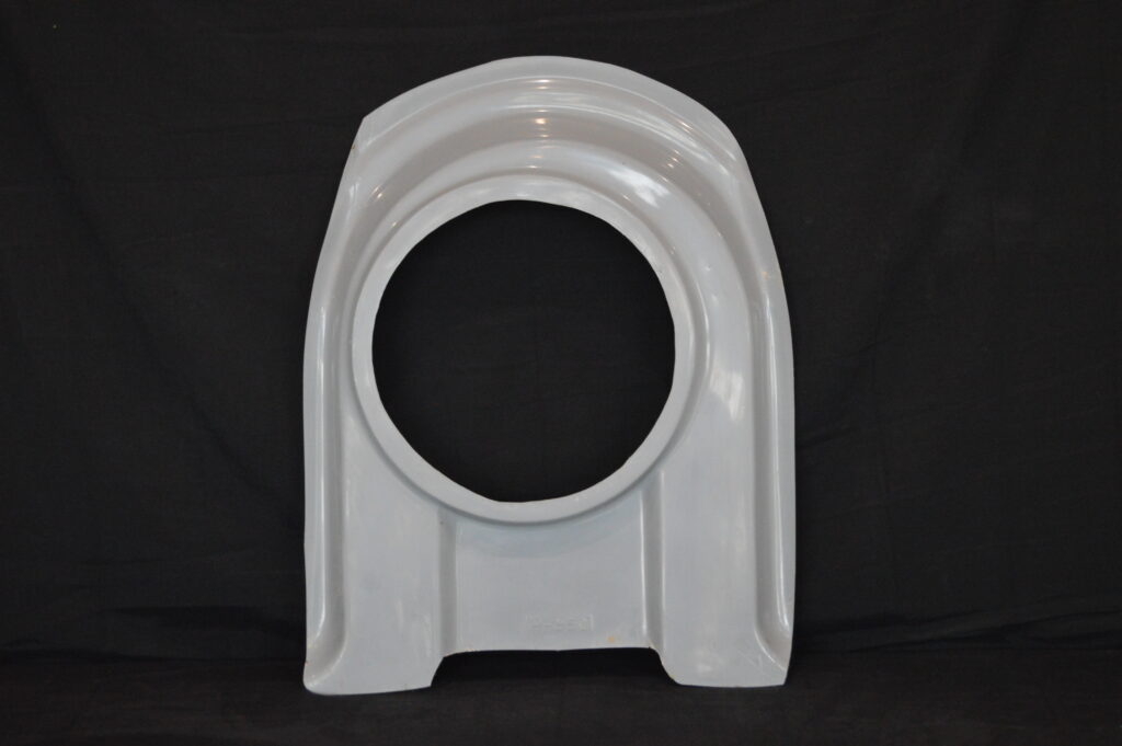 White plastic toilet base with oval opening