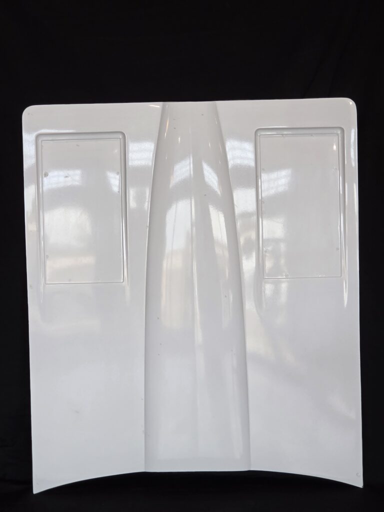 White molded panel with recessed rectangles