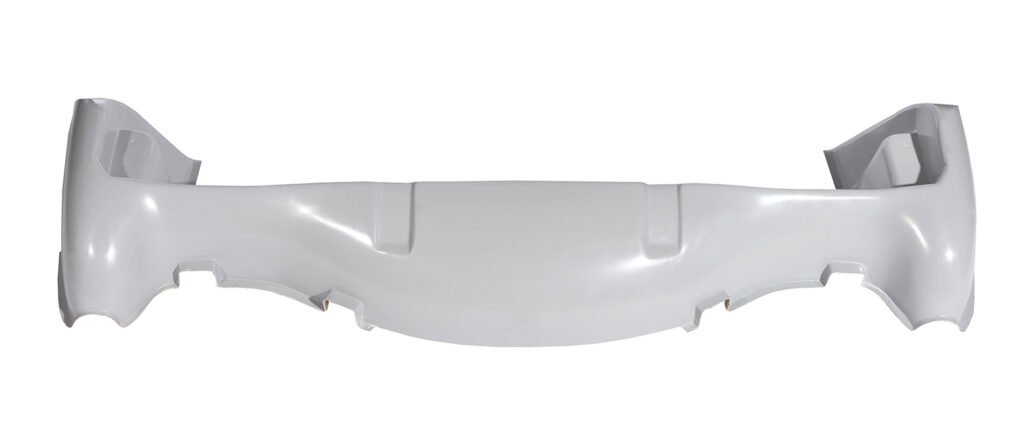 White curved plastic component with mounting clips.