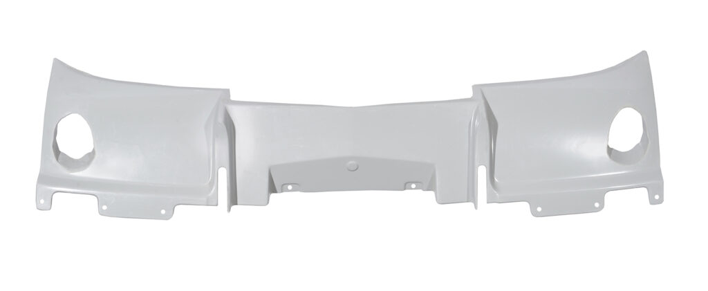 White plastic mounting bracket with clips and slots.