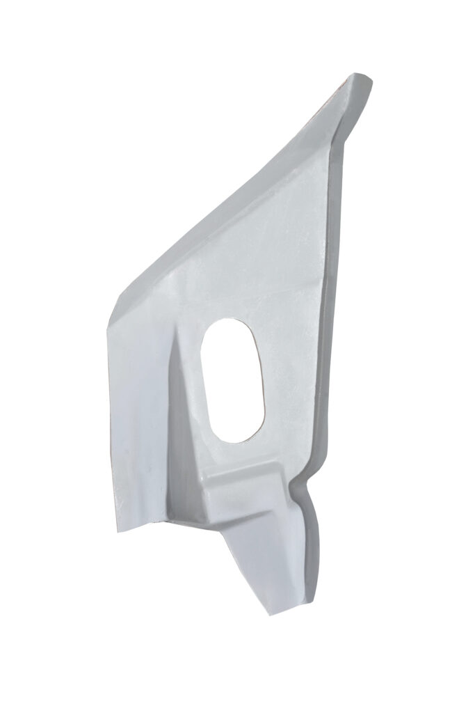 White plastic airplane window panel with oval window opening.